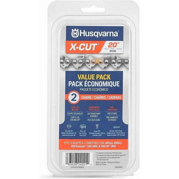 Husqvarna X-Cut SP33G 20 Inch Chainsaw Chain, 2 pack, .325" Pitch, .050" Gauge