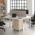 thumbnail image 1 of Hustle 2 Person Computer Desk with Drawers in White/Elm - Engineered Wood, 1 of 9
