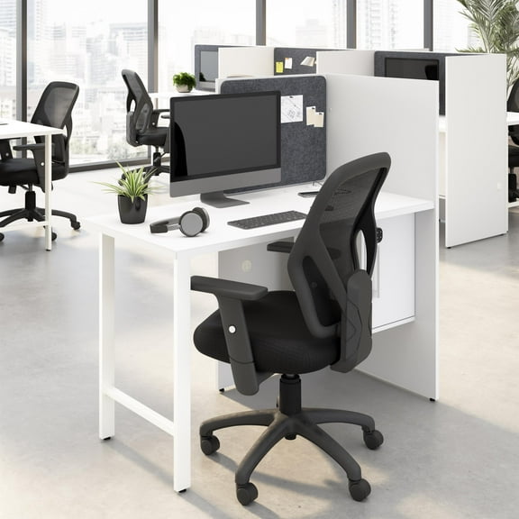 Hustle 48-inch Office Cubicle Desk with Storage in White - Engineered Wood