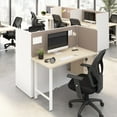 thumbnail image 1 of Hustle 48W 2 Person Cubicle with Tackboard in White/Elm - Engineered Wood, 1 of 7