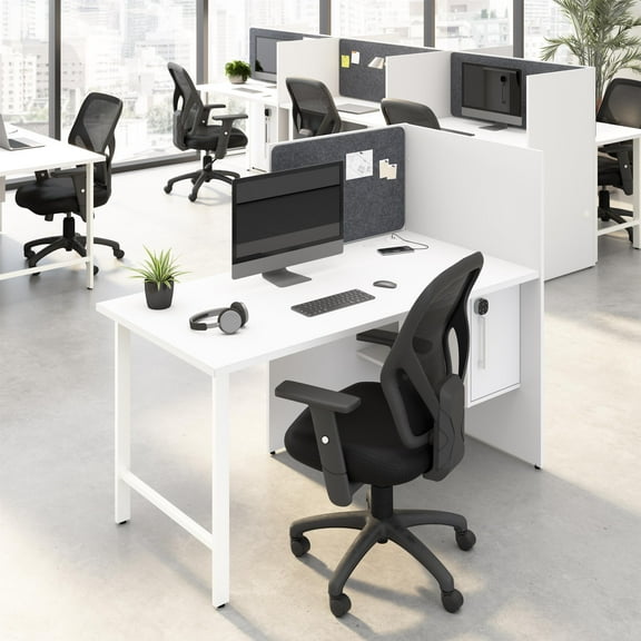 Hustle 60-inch Office Cubicle Desk with Storage in White - Engineered Wood