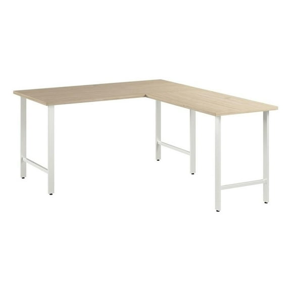 Hustle 60W x 30D L Shaped Computer Desk in Natural Elm - Engineered Wood