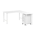 thumbnail image 1 of Hustle 60W x 30D L Shaped Computer Desk with Drawers in White - Engineered Wood, 1 of 8