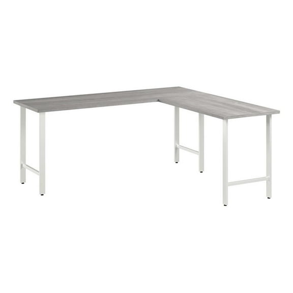 Hustle 72W x 24D L Shaped Computer Desk in Platinum Gray - Engineered Wood