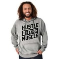 thumbnail image 1 of Hustle Before Muscle Inspiring Gym Hoodie Sweatshirt Women Men Brisco Brands X, 1 of 6