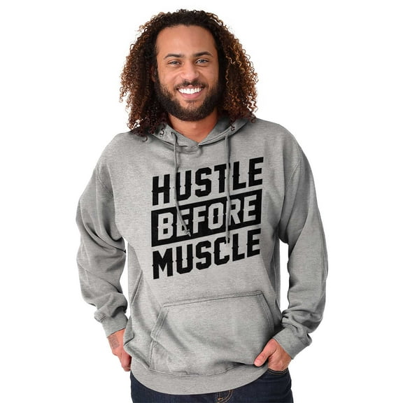 Hustle Before Muscle Inspiring Gym Unisex Plus Fleece Graphic Hoodie Brisco Brands 4X