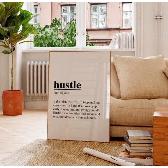 Hustle Definition Poster, Motivational Wall Art Print for Gym Office Home Workspace, Typography Gift, Poster Only