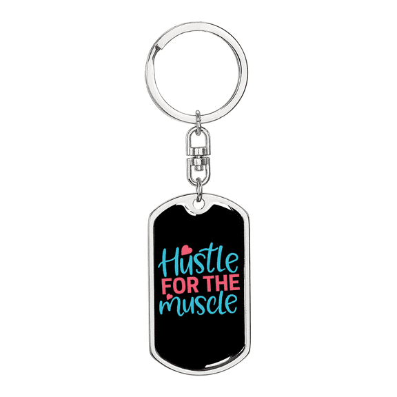 Hustle For The Muscle Christian Stainless Steel or 18k Gold Premium Swivel Dog Tag Keychain