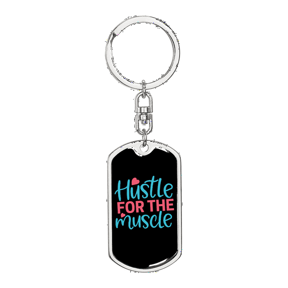 Hustle For The Muscle Christian Stainless Steel or 18k Gold Premium Swivel Dog Tag Keychain