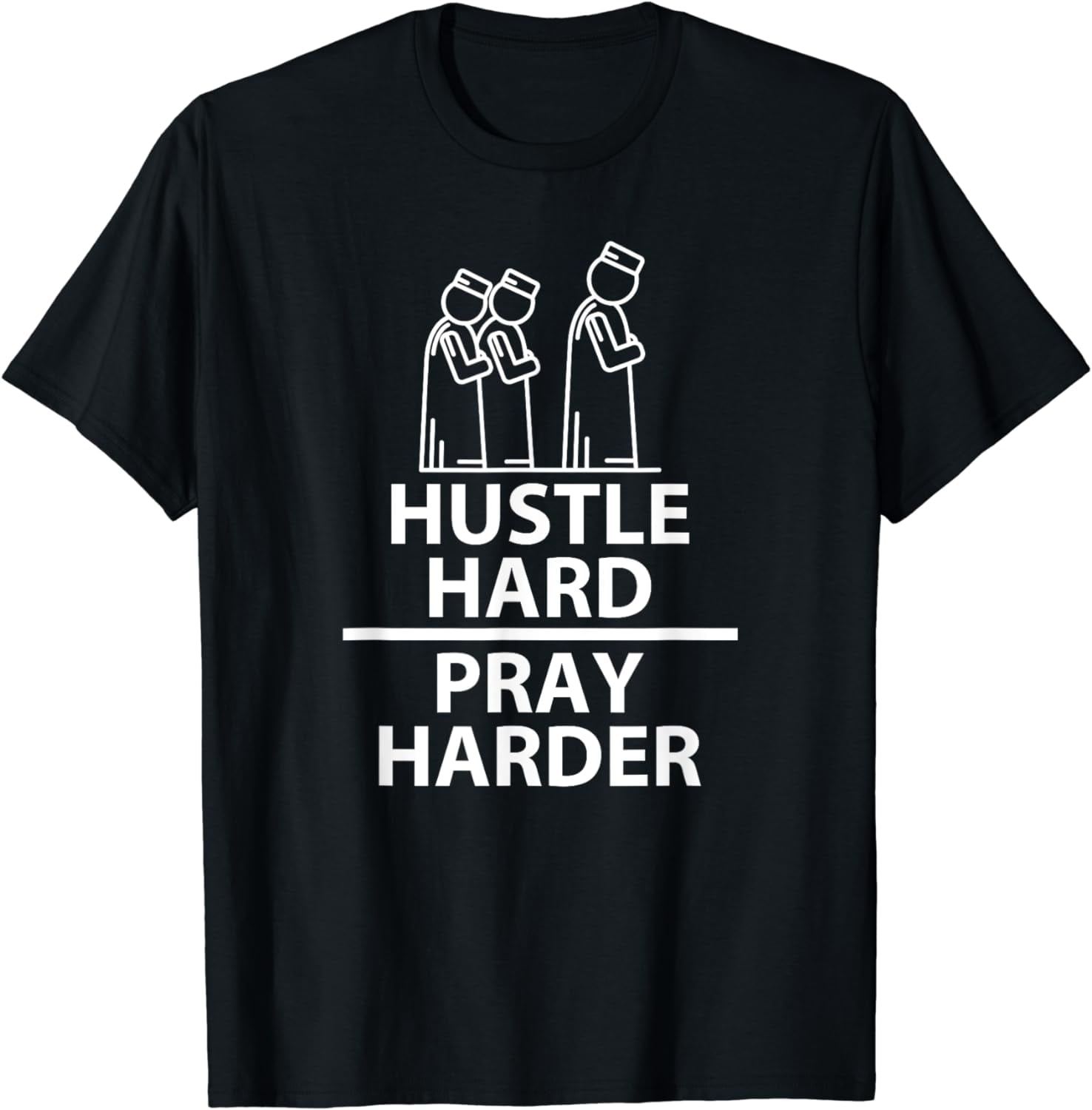 Hustle Hard Pray Harder Islamic Muslim Praying Religion Gift T-Shirt ...