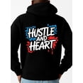 thumbnail image 1 of Hustle & Heart graphic hoodies funny humor for men machine washable black Daily and Weekend Wear winter funny humor work Classic Unisex Shirt Cotton tshirts Basic Unisex Shirt Graphic tshirts, 1 of 7