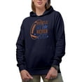 thumbnail image 1 of Hustle Hit & Never Quit, Football Art Merch Gift, Navy Blue Hooded Sweatshirt or Hoodie, 3XL, 1 of 5