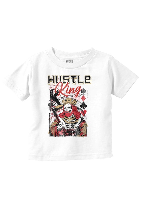 Hustle King Skeleton Playing Card Toddler Boy Girl T Shirt Infant Toddler Brisco Brands 6M