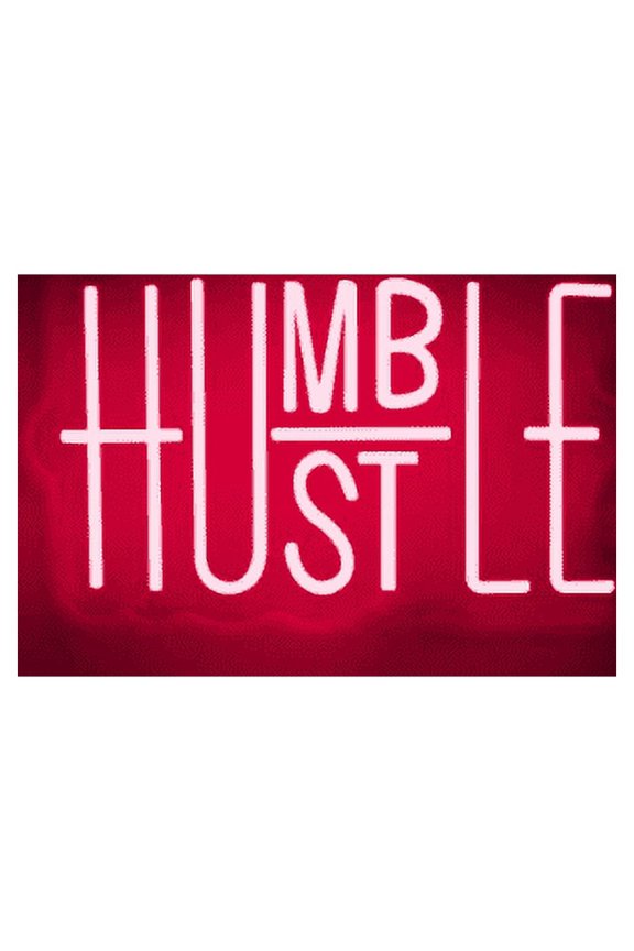 Hustle LED Neon Sign for Wall Decor, Humble LED Neon Lights Party Decorations, USB Powered Switch LED Neon Lights for Office Room, Gym Room, Man Cave, Bar Party, Gamer Room Decor(RED)