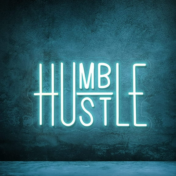 Hustle LED Neon Sign for Wall Decor, Words LED Neon Lights Party Decorations, USB Powered Switch LED Neon Lights Brightness Adjustable for Office Room, Gym Room, Man Cave, Gamer Room Decor (Hustle (Bl