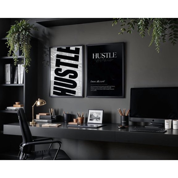 Hustle Motivational Wall Definition Art Prints For Men Masculine Gym Decor Office Prints Hustle Prints Inspirational Decor Prints Set 2