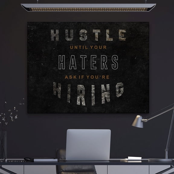 Hustle Poster Office Wall Decor Motivational Modern Art Home Inspiration Motivation Quote Entrepreneur Success Hustler Inspirational Home Decor, 16x24 UNFRAMED