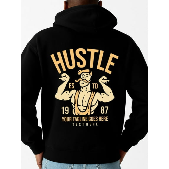 Hustle Power Tee sweatshirt funny humor men regular fit black Solid Color Design Long Sleeve Casual Hooded Sweatshirt comfortable wife husband Classic Unisex Shirt Cotton tshirts