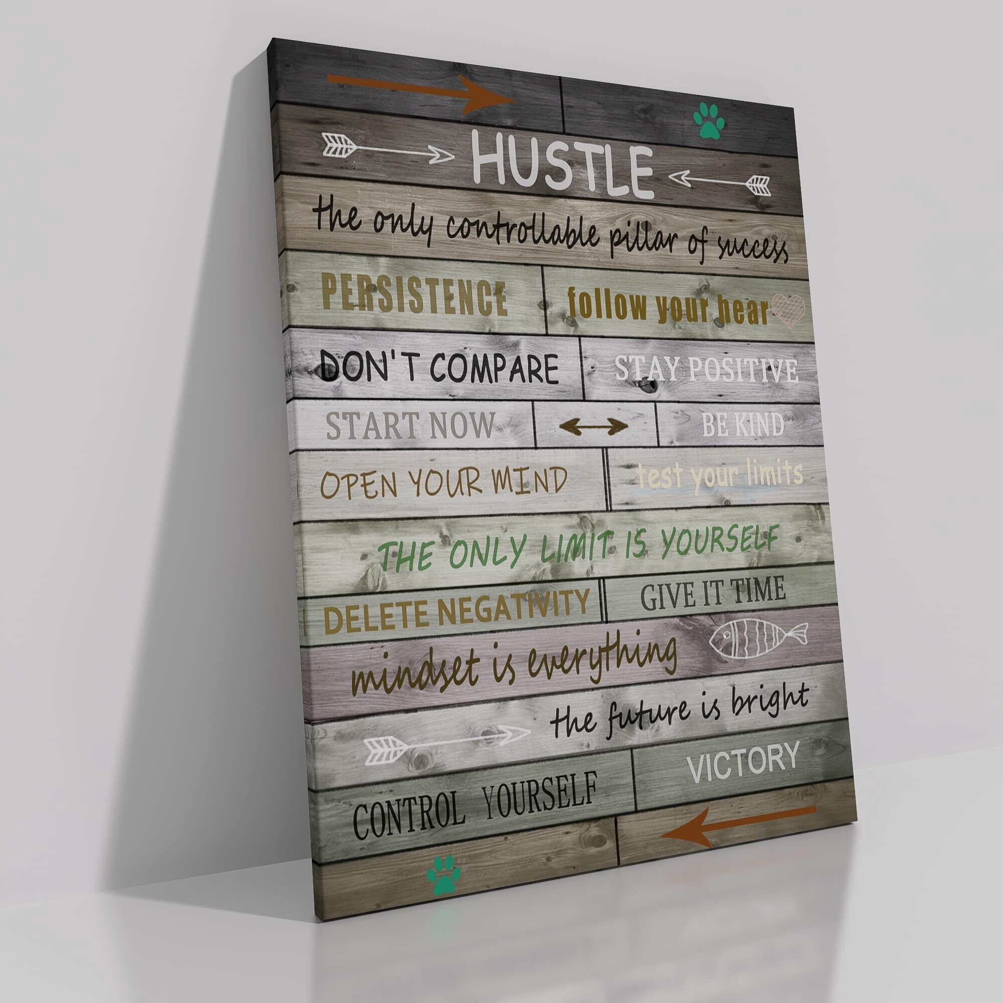 Hustle Sign Motivational Poster Printed on Canvas for Office Wall Decor ...