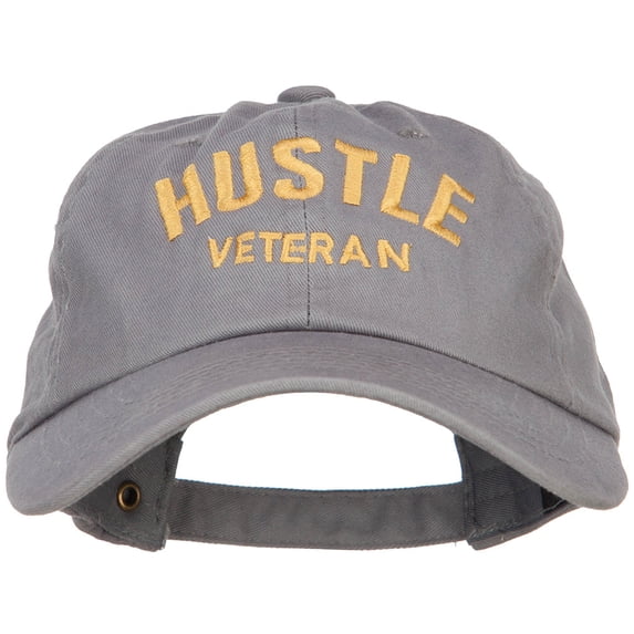 Hustle Veteran Embroidered Washed Cap - Grey OSFM