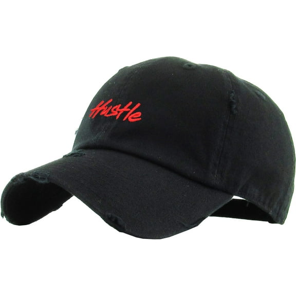 Hustle Vintage Distressed Dad Hat Cotton Adjustable Baseball Cap