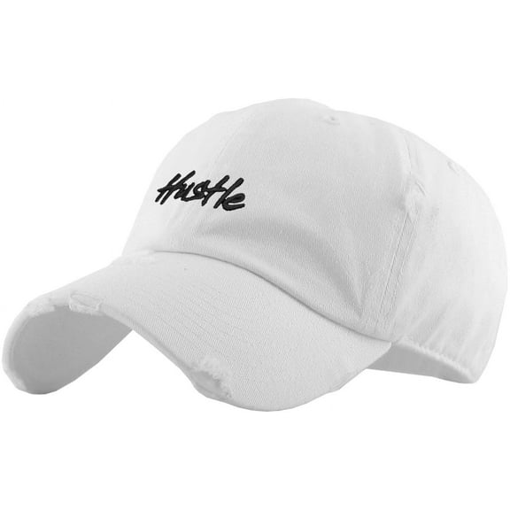 Hustle Vintage Distressed Dad Hat Cotton Adjustable Baseball Cap