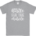 thumbnail image 1 of Hustle for the Muscle T-Shirt Funny Gym Fitness Lifting Workout Running Text Tee - Heather Grey, 3XL, 1 of 1