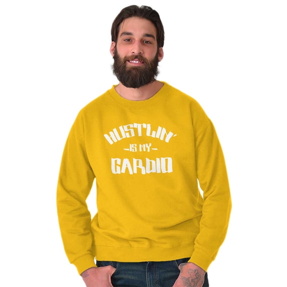 Hustlin' My Cardio Funny Fitness Sweatshirt for Men or Women Brisco Brands X