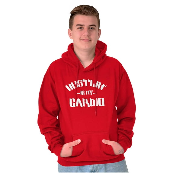 Hustlin' My Cardio Funny Fitness Unisex Plus Fleece Graphic Hoodie Brisco Brands 4X