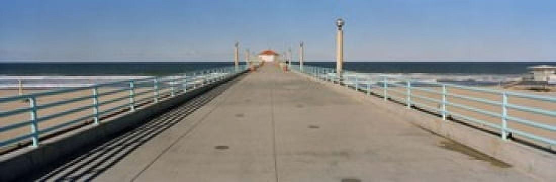 Hut on a pier Manhattan Beach Pier Manhattan Beach Los Angeles County California USA Canvas Art - Panoramic Images (18 x 6)