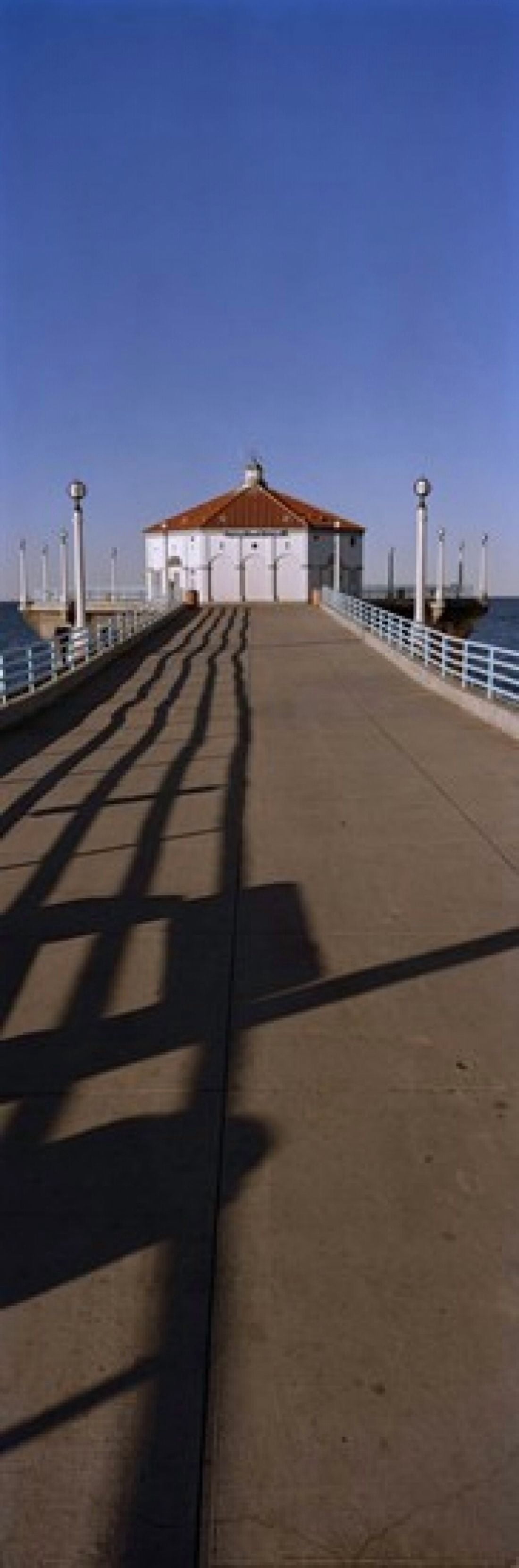 Hut on a pier Manhattan Beach Pier Manhattan Beach Los Angeles County California USA Canvas Art - Panoramic Images (18 x 6)