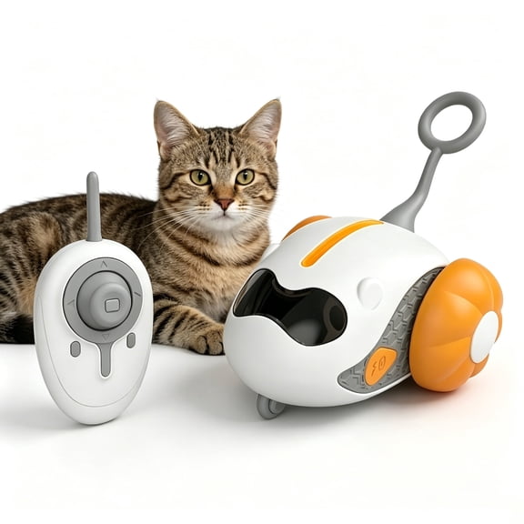 Hutact Interactive Cat Toys Car with Remote, Small Automatic Cat Toy Rechargeable Toy Car with 2 Tails