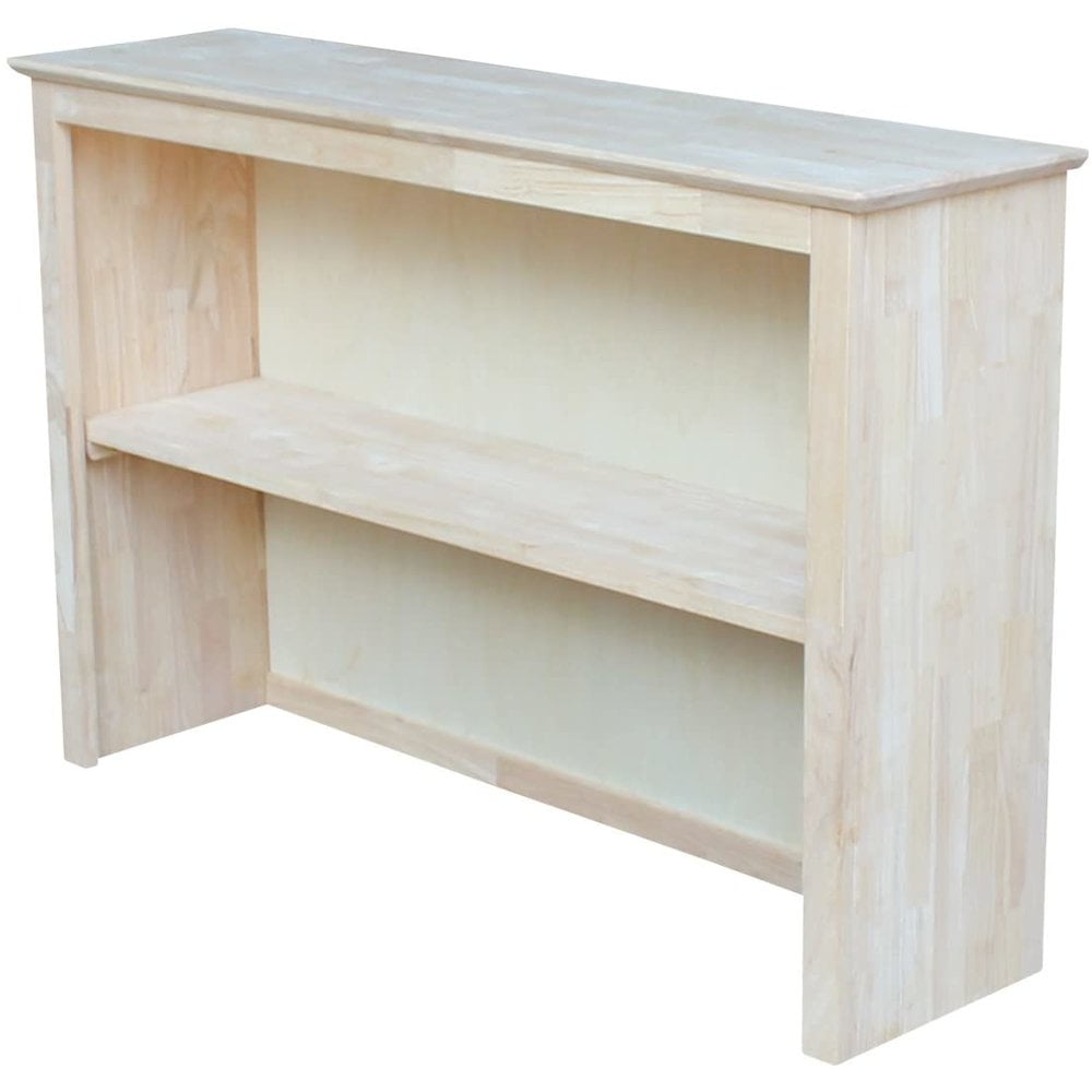 Unfinished Solid Wood Office Hutch with Butcher Block Surface