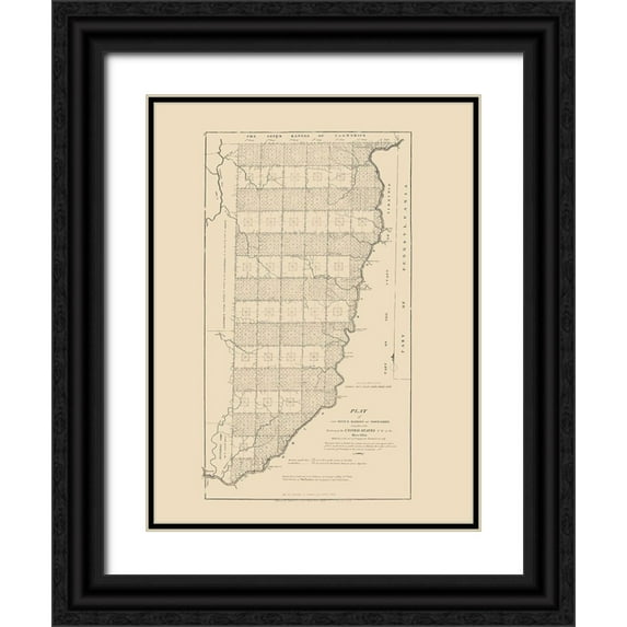Hutchins 19x24 Black Ornate Wood Framed with Double Matting Museum Art Print Titled - Ohio Territory - Hutchins 1814