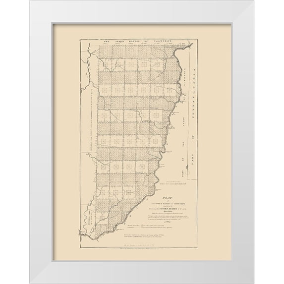 Hutchins 19x24 White Modern Wood Framed Museum Art Print Titled - Ohio Territory - Hutchins 1814