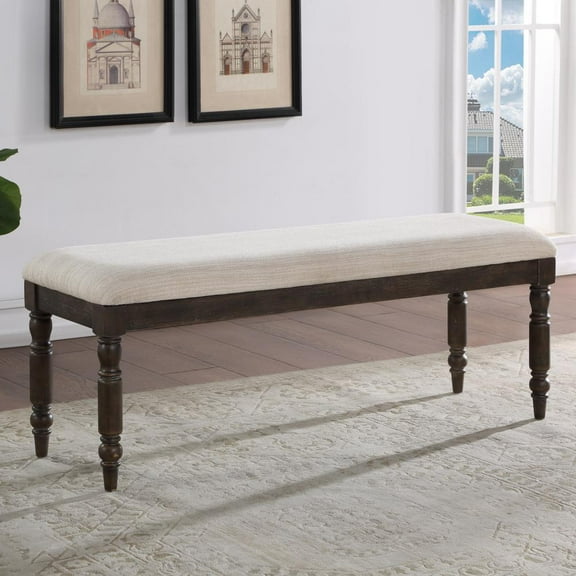 Hutchins Washed Espresso Wood Dining Bench