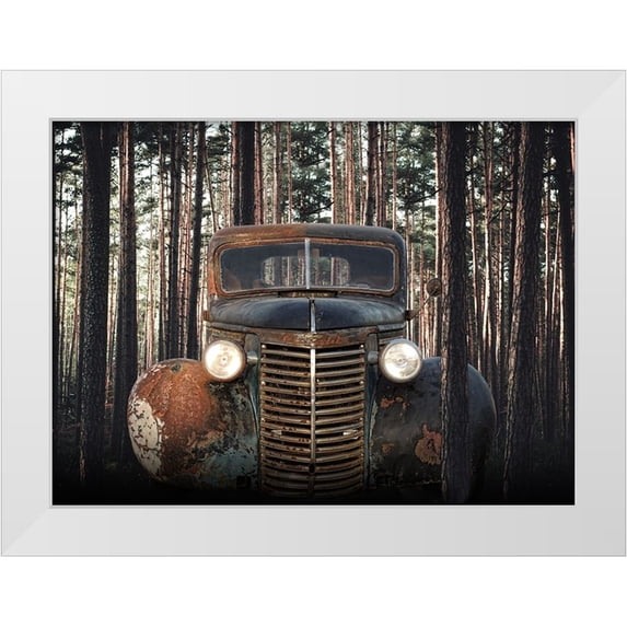 Hutchison, Lori 18x14 White Modern Wood Framed Museum Art Print Titled - Rusted Chevrolet