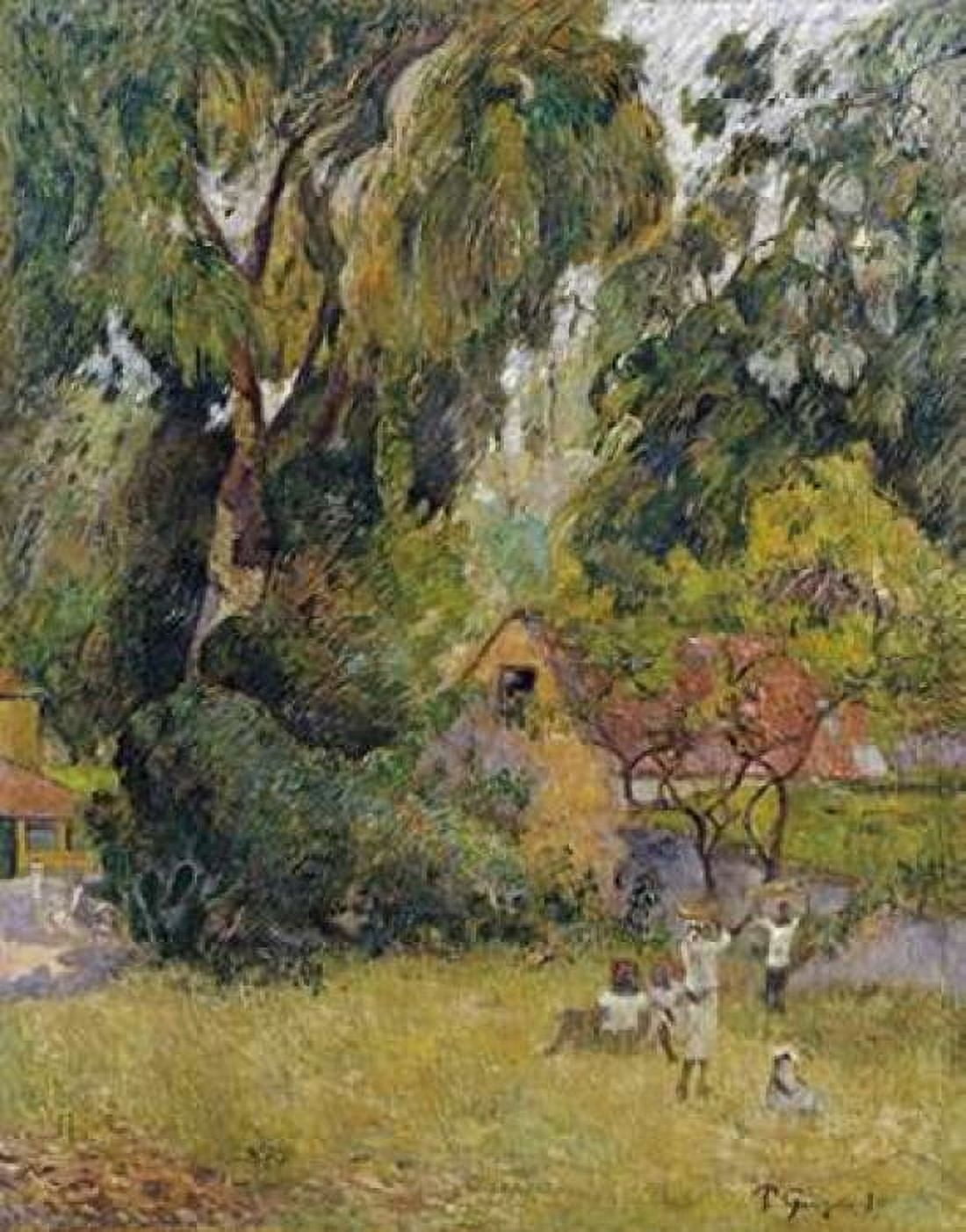 Huts Under The Trees Canvas Art - Paul Gauguin (22 x 28)
