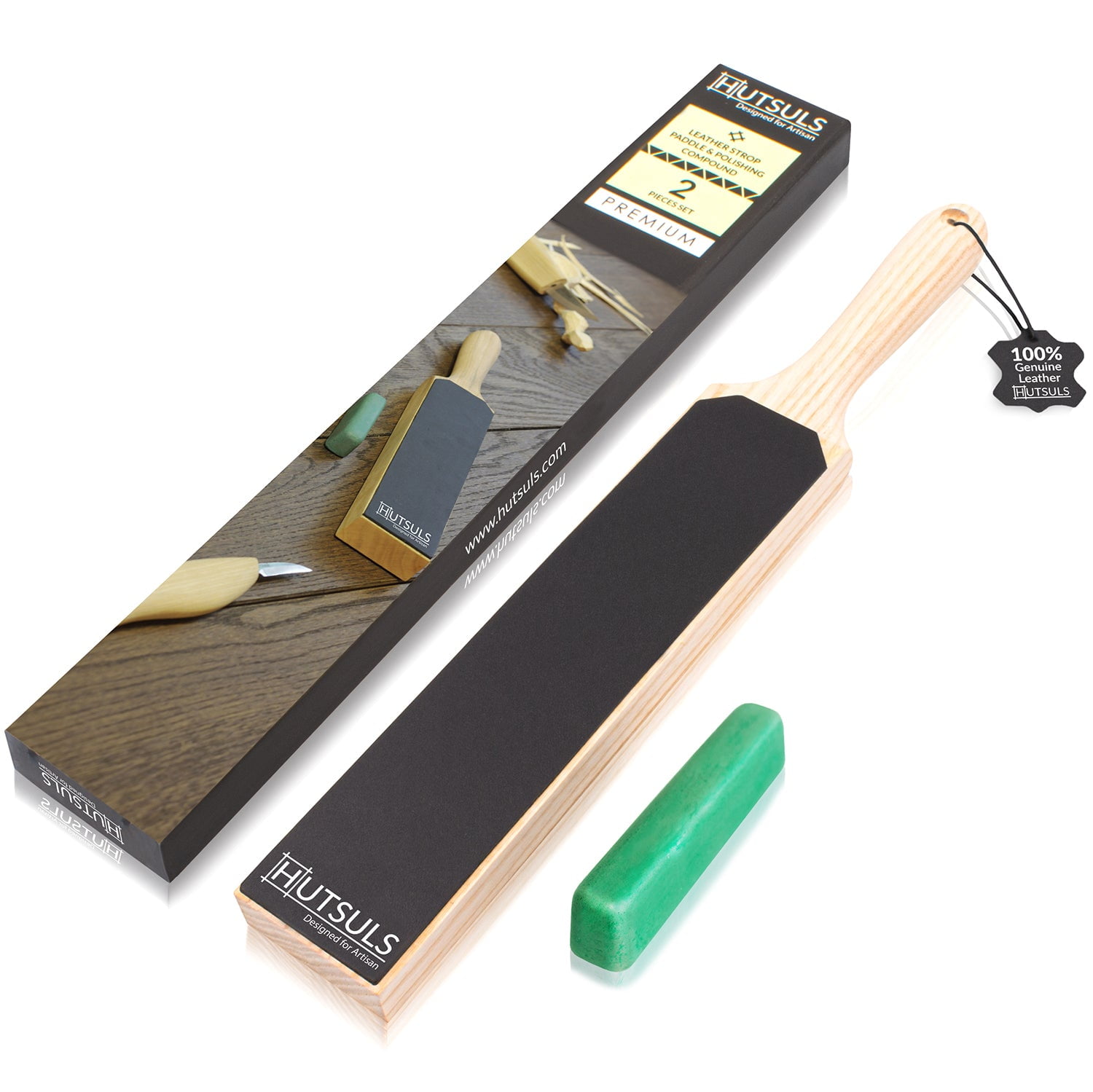 HUTSULS Leather Strop Block Kit Stropping Green Compound Honing Sharpening  Knife