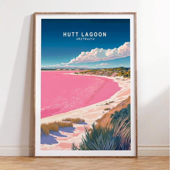 Hutt Lagoon Australia Pink Lake Nature Print, Unframed Paper Print Size 8x12