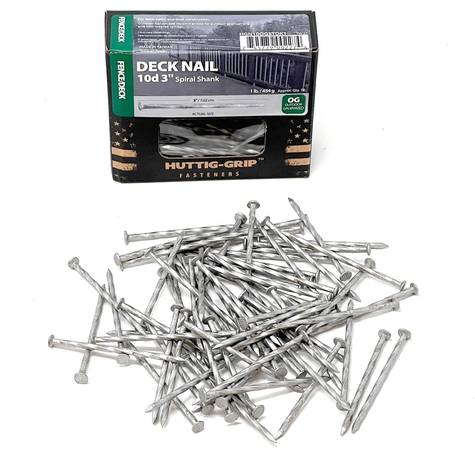 HuttigGrip 3" Galvanized Wood Fence Deck Nails, 10D