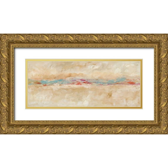 Hutton 18x10 Gold Ornate Wood Framed with Double Matting Museum Art Print Titled - Linear Reflections