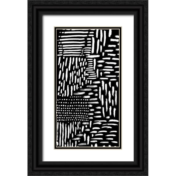 Hutton 9x14 Black Ornate Wood Framed with Double Matting Museum Art Print Titled - Black and White Marking 2