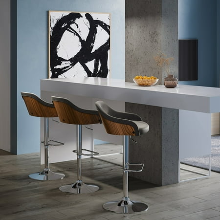 Simpli Home - Hutton Mid Century Modern Metal Adjustable Bar Stool - Charcoal Grey