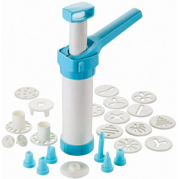 Hutzler 23pc Easy Action Cookie Press and Food Decorator Set - For Simple Decorating of Appetizers and Desserts