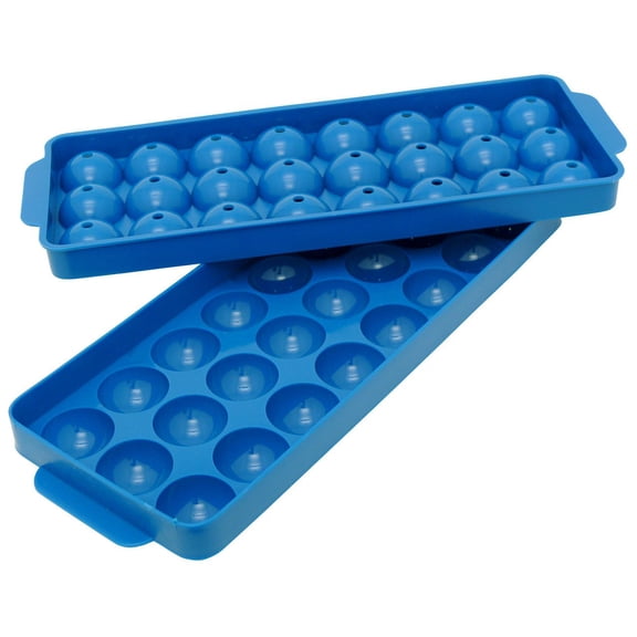 Hutzler 24 Ice Ball Tray, 1-inch Round Ice Sphere Mold with Lid, Blue
