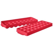 Hutzler 24 Ice Ball Tray, 1-inch Round Ice Sphere Mold with Lid, Red