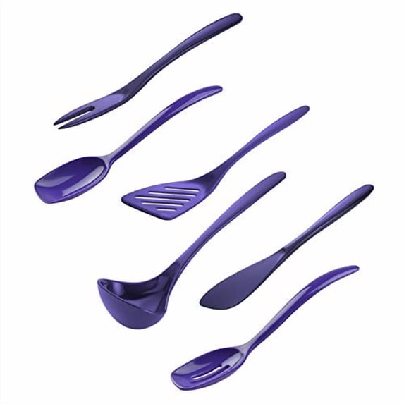 Hutzler 6 Piece Melamine Mini 7.5 Inch Cooking Utensil Set - Violet