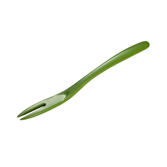 Hutzler 7.75 Inch Melamine 2-Prong Mini Fork, Great for Serving Condiments, Small Bites, or Getting into Narrow Jars - Green