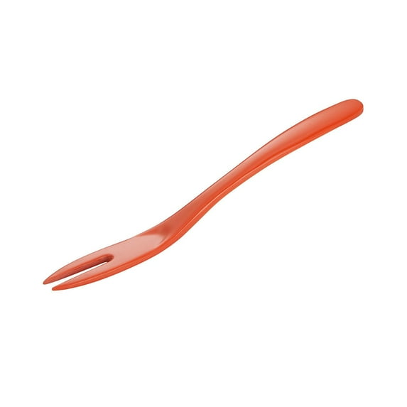 Hutzler 7.75 Inch Melamine 2-Prong Mini Fork, Great for Serving Condiments, Small Bites, or Getting into Narrow Jars - Orange